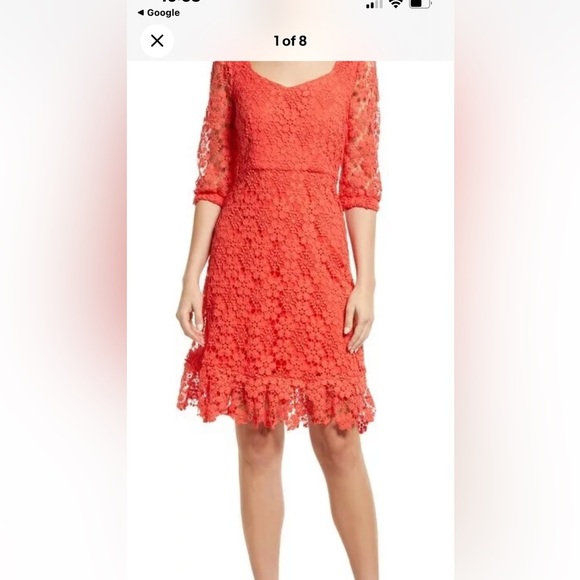 Tahari Womens Lace Tired Lined Square Neck Back Zip Mini Dress Party 6 NWT - Picture 3 of 14